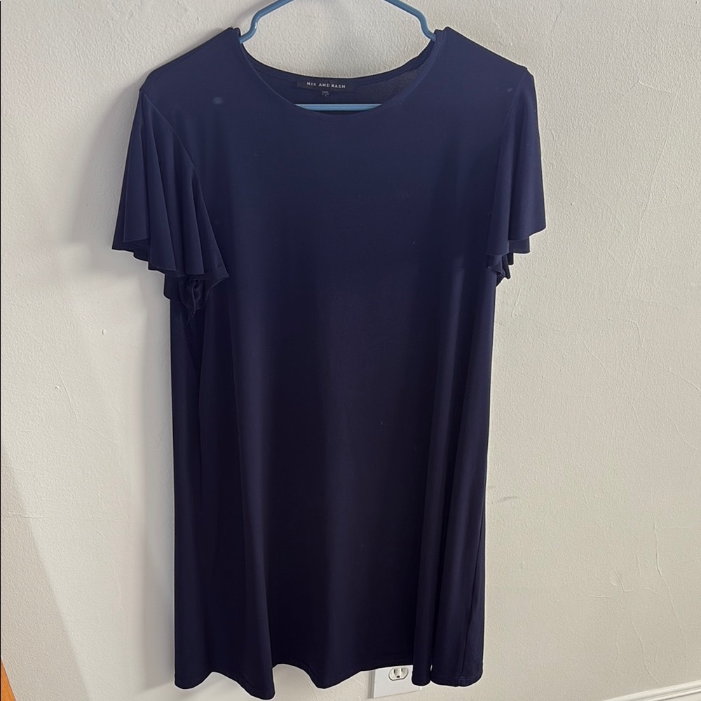 Navy Blue Short Sleeve Dress